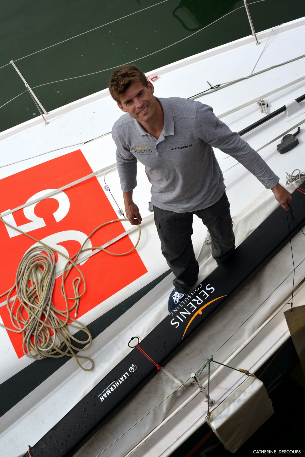 Jean Galfione, ici à bord de son Class40, participera au Tour Voile avec Team Bretagne Crédit Mutuel.