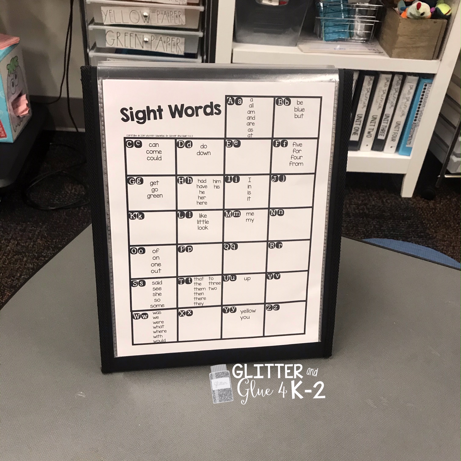 one page word wall, sight word list for students