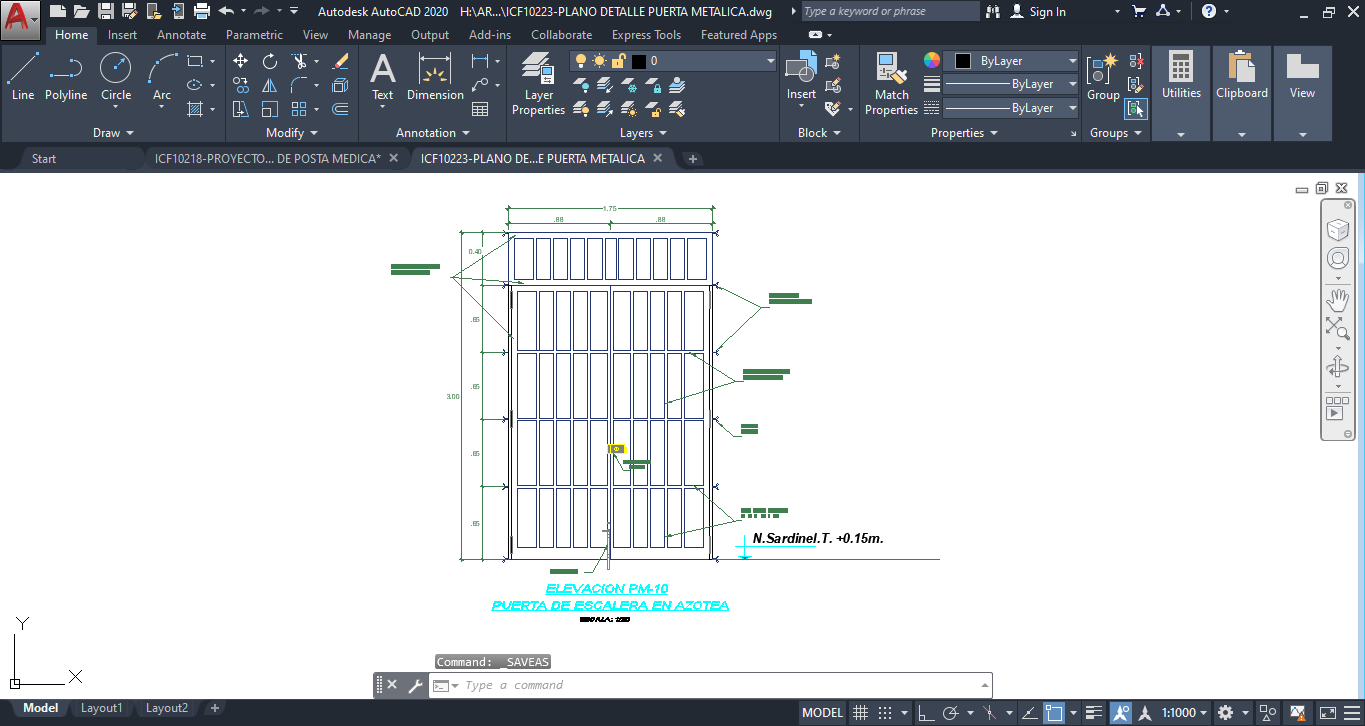 Plano Detalle de Puerta Metálica (DWG)