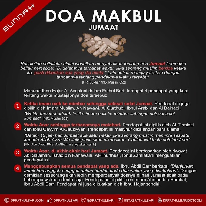 [Info Grafik] Waktu Mustajab Doa Hari Jumaat!