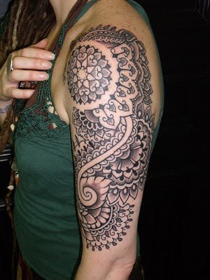 henna sleeve Half Sleeve Tattoo Designs For Girls