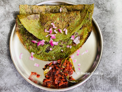 sprouted green moong dal dosa