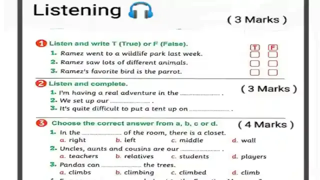 امتحان اللغة الانجليزية كونكت 5 بالاجابات الصف الخامس الابتدائى الدور الثانى 2023