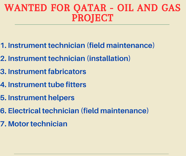 Wanted for Qatar - Oil and Gas Project