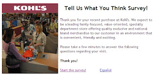 CLICK HERE TO START KOHL'S IN-STORE SURVEY