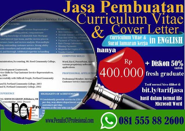 Jasa Pembuatan Curriculum Vitae Bahasa Inggris