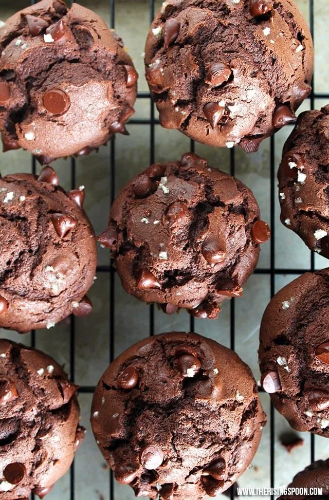 Double Dark Chocolate Chip Muffins with Sea Salt (Naturally Sweetened) | Real Food Recipe