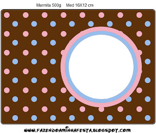 Pink and Light Blue Polka Dots in Chocolate Free Printable  Labels