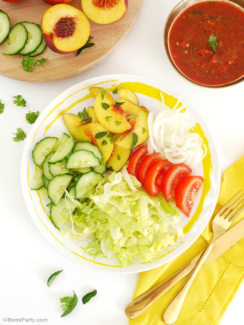 Fresh Peach & Mint Salad Bowl Recipe - BirdsParty.com