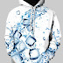 LW BASICS Men Hooded Collar Ice Block Print Hoodie