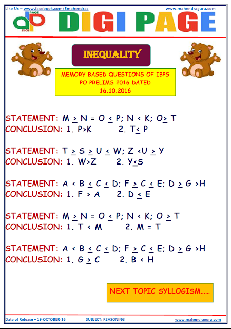 DP -  Inequality - Reasoning - 19 - Oct - 2016 