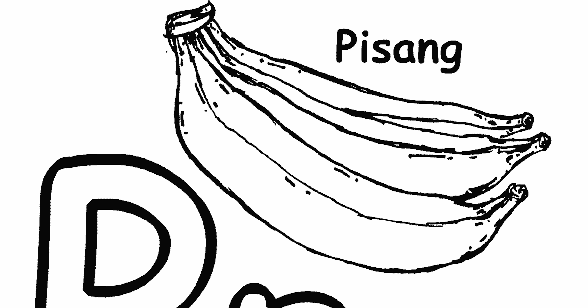 Mewarnai Huruf "P" Gambar Buah Pisang - Contoh Gambar Mewarnai