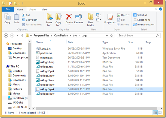 Logo folder screenshot showing pak file