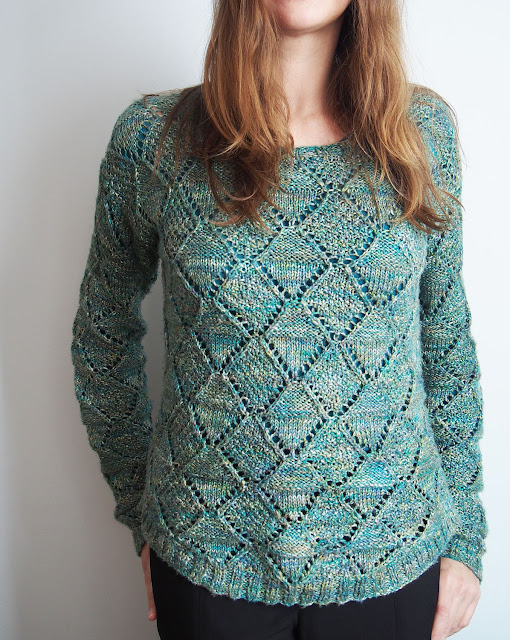 Bergere de France pullover made with Rowan Silkystones, knit by Dayana Knits