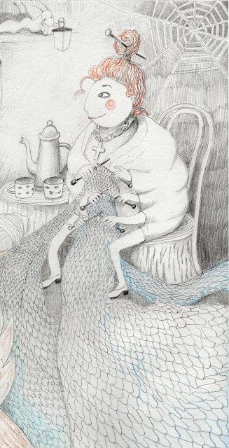 Haapsalu lace Knitting spider illustration Aide Leit