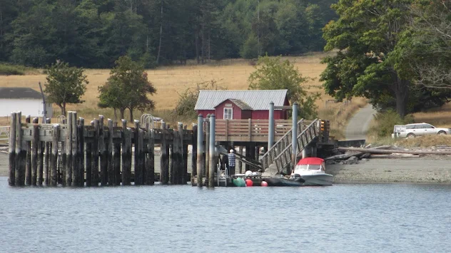 Stuart Island county dock, road to Turn Point lighthouse