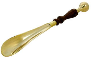 Shoe Horn with Wooden Handle Brass