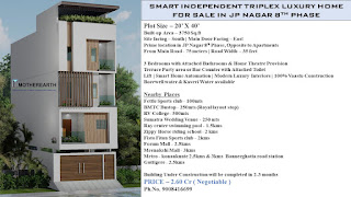 Independent Triplex Home for Sale in JP Nagar, 8th Phase, Bangalore