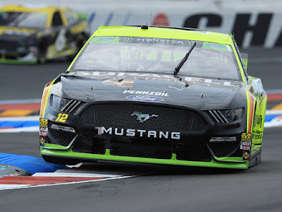 Ryan Blaney was fastest during second practice for the Monster Energy NASCAR Cup Series Bank of America ROVAL 400 at Charlotte Motor Speedway (101.882 mph).