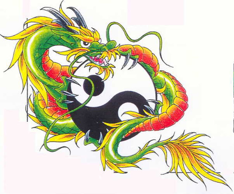 dragon yin yang tribal tattoo