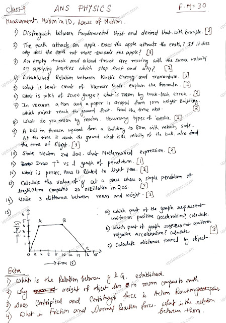 Class 11 Physics Test FM - 30  Measurement, Motion in 1 D, Laws of Motion