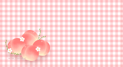 【桃】夏の果物のおしゃれでシンプルかわいいイラストPC壁紙・背景