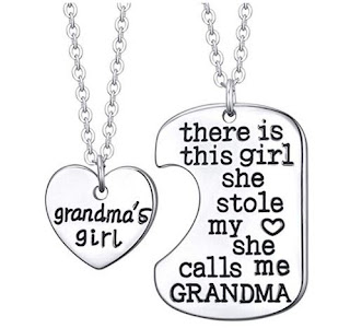 Luvalti Grandmas Girl Heart Pendant Necklace - Grandma Necklace Set - Best Family Gift