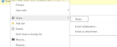 Select Share option embed pdf microsoft office files in blogger