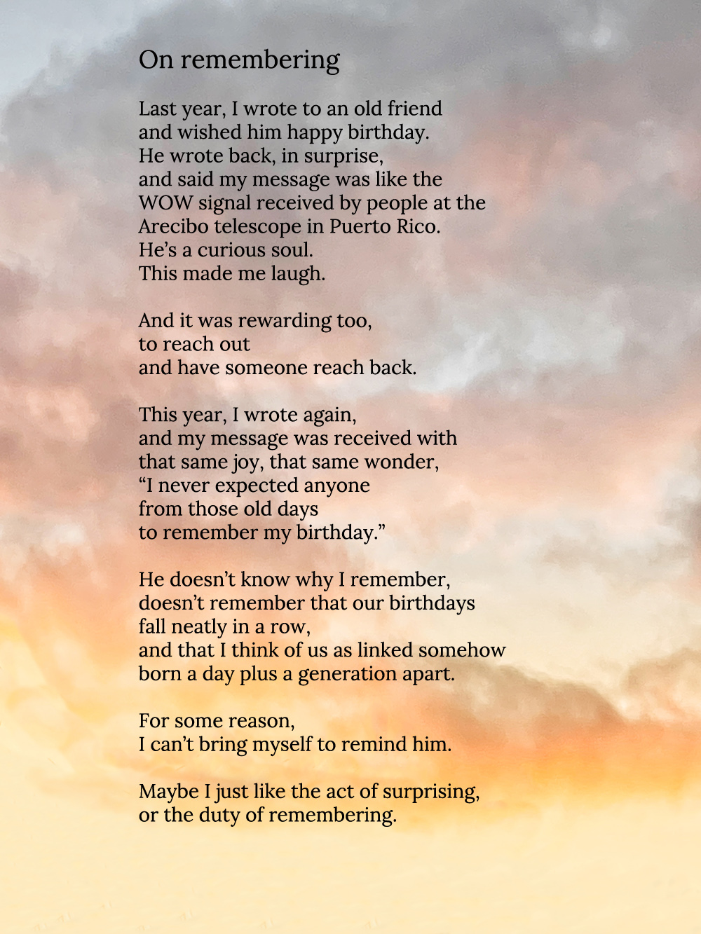 A poem about remembering by Ingrid Lobo