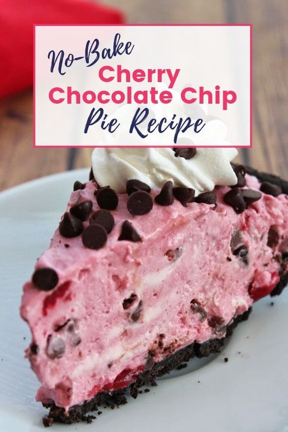 This No-Bake Cherry Chocolate Chip Pie Recipe will make you fall in love with the powerful combination of chocolate and cherry!