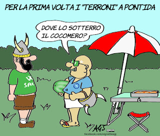 pontida, leghisti meridionali, terroni, vignetta, satira