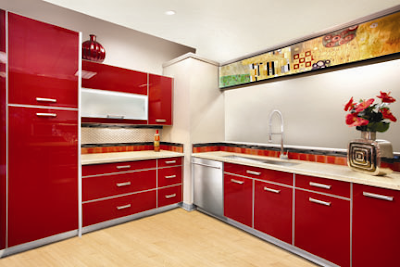 Modern Red Kitchen Cabinets