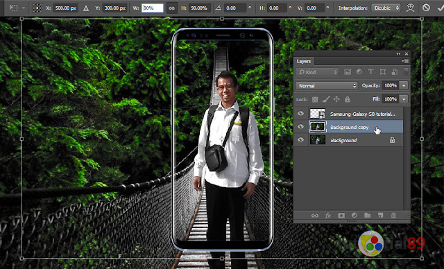 Cara membuat efek iklan Samsung galaxy S8 dengan photoshop
