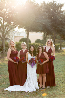 maroon and purple bridal party