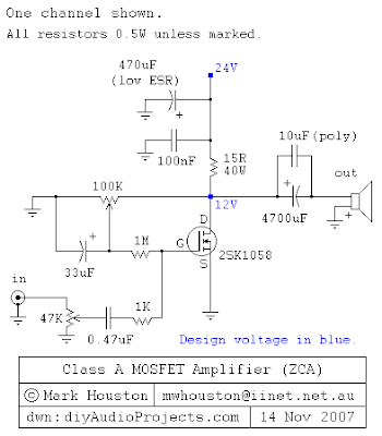 4,8W  Class-A MOSFET Amplifier Circuit