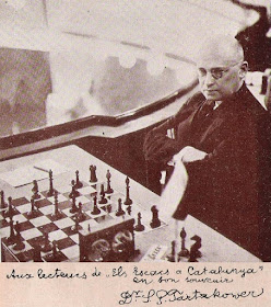 Savielly Tartakower y dedicatoria en Els Escacs a Catalunya