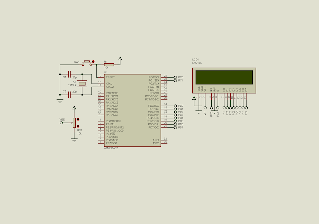 ATMega32 Interfaces To HD44780 Character LCD Module