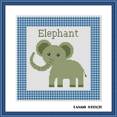 Elephant cross stitch pattern Nursery embroidery design - Tango Stitch