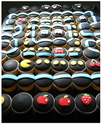 Wedding Cake Made From 80 Pac Man Cupcakes