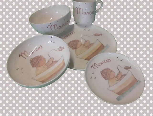 VAJILLAS INFANTILES PINTADAS A MANO Y PERSONALIZADAS CON EL NOMBRE