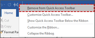 Cara 1 Menghapus Command dari Quick Access Toolbar