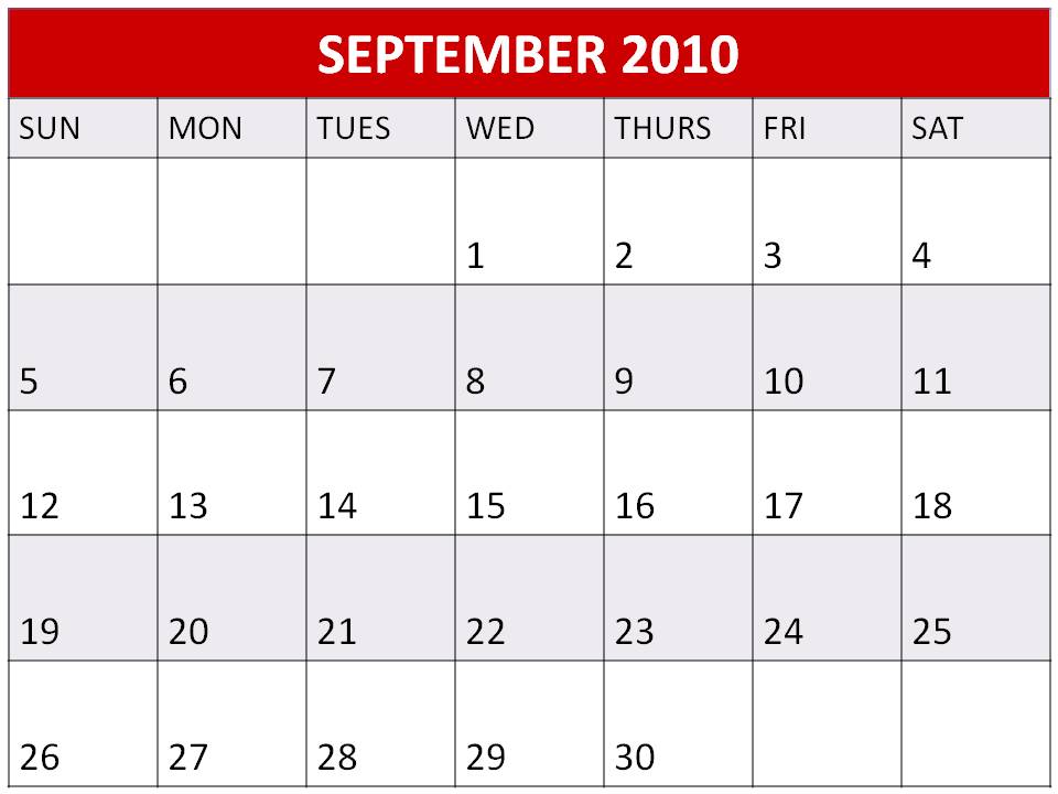 blank september 2010 calendar. lank september calendar 2009.