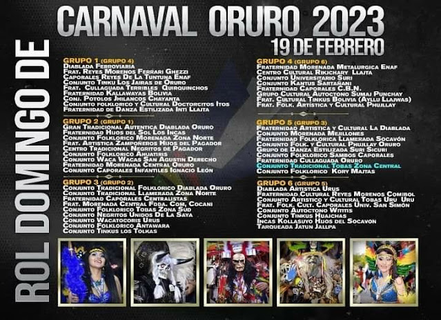 Rol de Ingreso Domingo  Carnaval de Oruro 2023