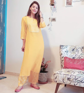Mehreen Pirzada in Yellow Dress with Cute and Lovely Smile