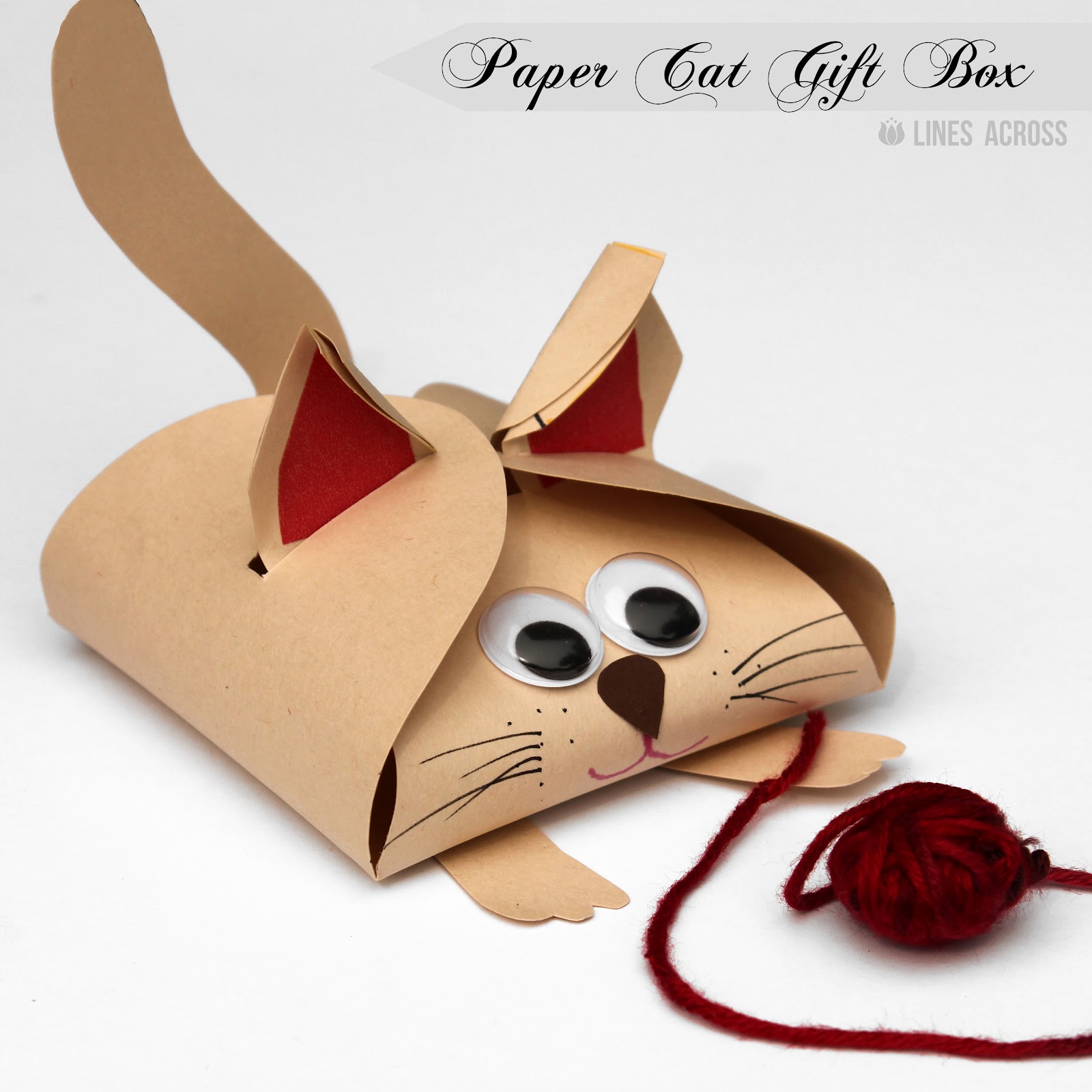 Boxes  Paper Cat Across Lines Gift  simple animals papercraft and Dog