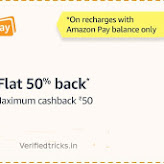 Amazon Pay - Get 50% Cashback Upto Rs.50 On Recharges (All Users)
