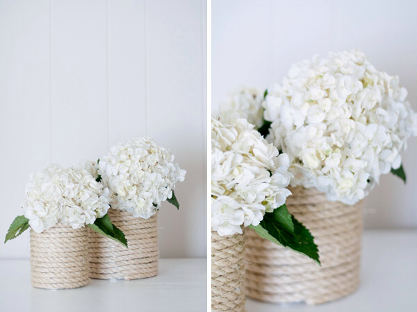 Maritime Vase mit Seil basteln
