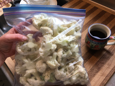 Cauliflower ready to be frozen