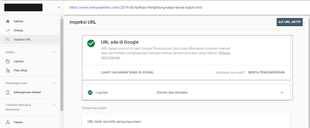 index artikel di Google search consule update