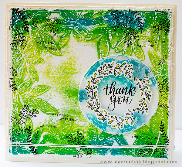 Layers of ink - Gel Printed Leaf Frame Tutorial by Anna-Karin Evaldsson for the SSS Sending Sunshine release blog hop